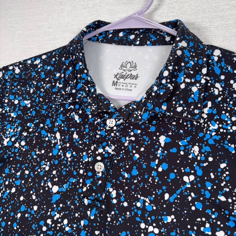 Kaipar Hawaiian Golf Polo Shirt Mens Size M Black Short Sleeve Jackson Pollock